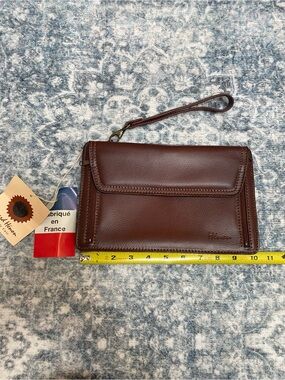 Vintage Gerard Henon French Brown Leather Wristlet Travel Organizer Wallet